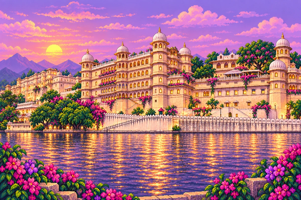 City Palace, illustrated in pixel art